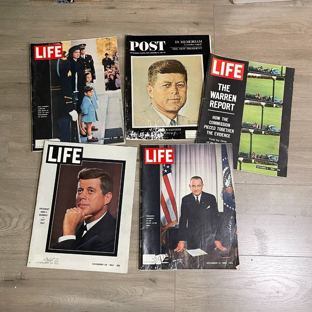 Vintage 1963 JFK Memorial Magazine Set LIFE Oct Nov Dec Saturday Evening Post